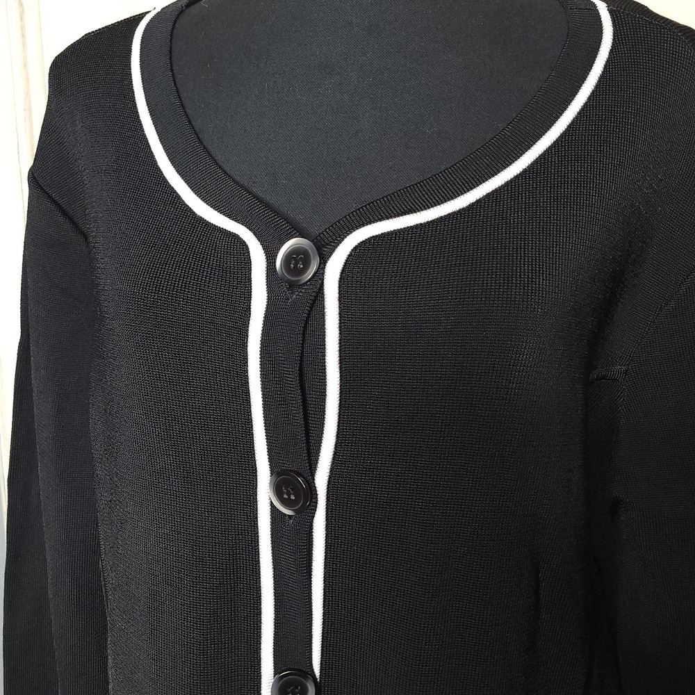 Jones New York Knit Collection Smooth Heavyweight Contrast Trim Cardigan✨️XL - Picture 3 of 12